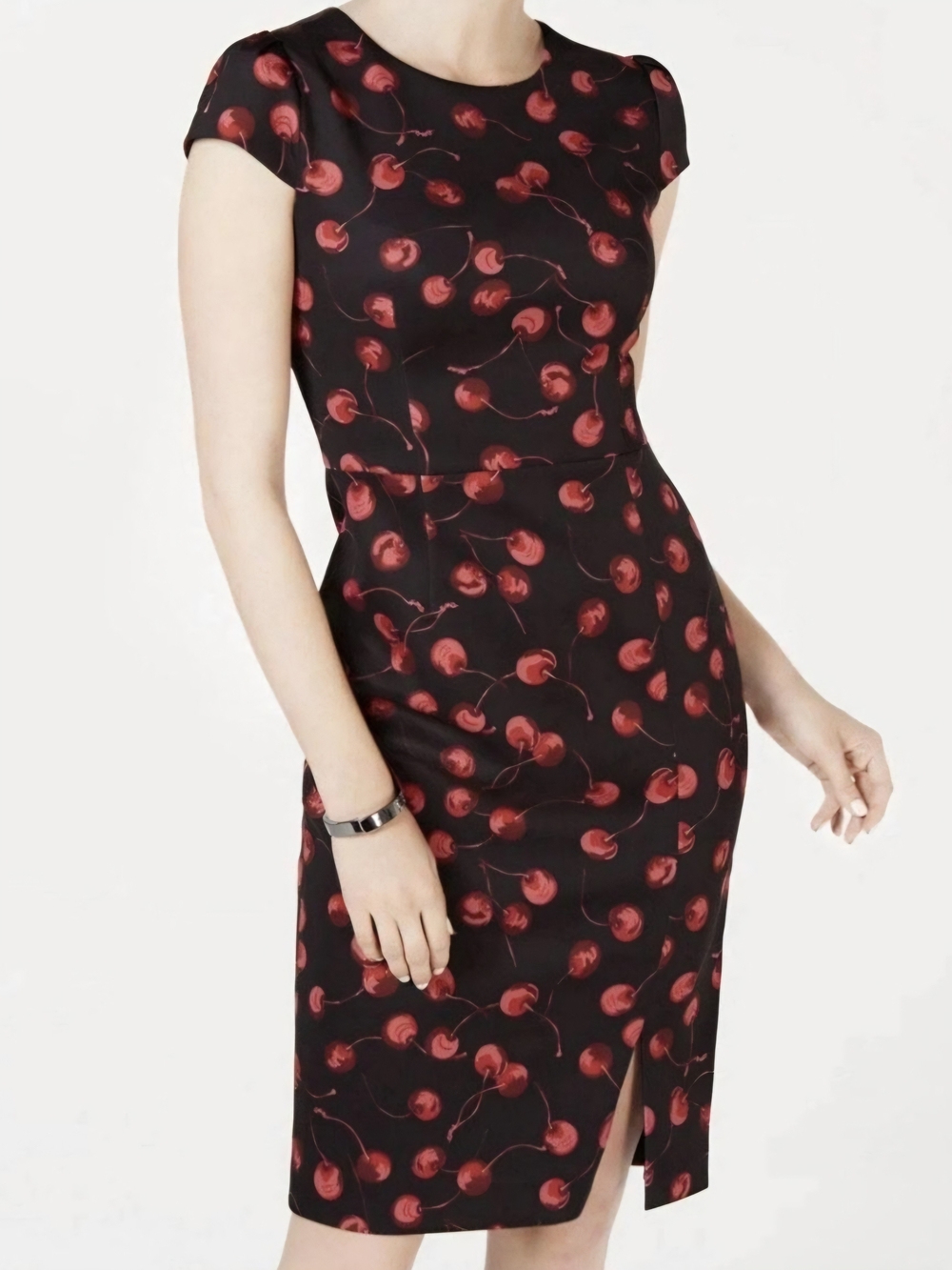 Betsey Johnson Black Sheath Dress with Red Cherry Print